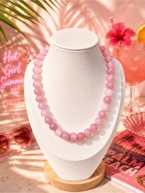 Pink Beaded Women’s Necklace - Classic Strand